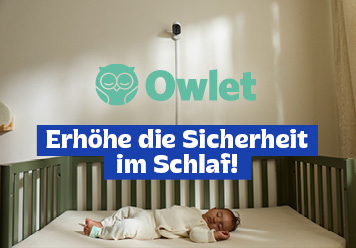 OWLET: Erhöhe die Sicherheit im Schlaf! Baby im Kinderbett.