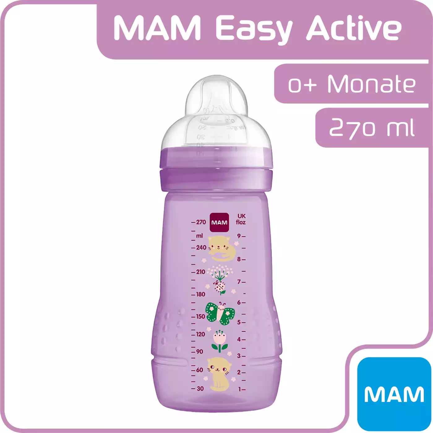 Easy Active Baby Bottle Katze/ Schmetterling MAM Lila 2000568213032 5
