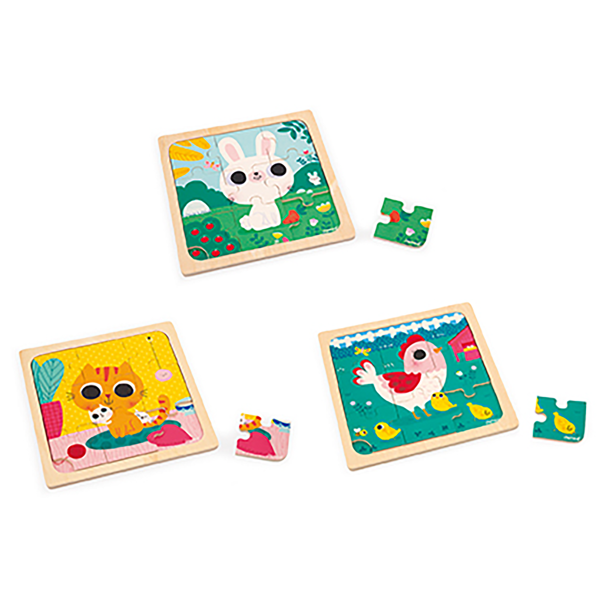 Janod Tierpuzzle Mit Tierspuren | 10 Puzzles à 3 Teile | Lernspiel Ab 2 Jahren | Aus FSC-Pappe, Mit WWF-Partnerschaft