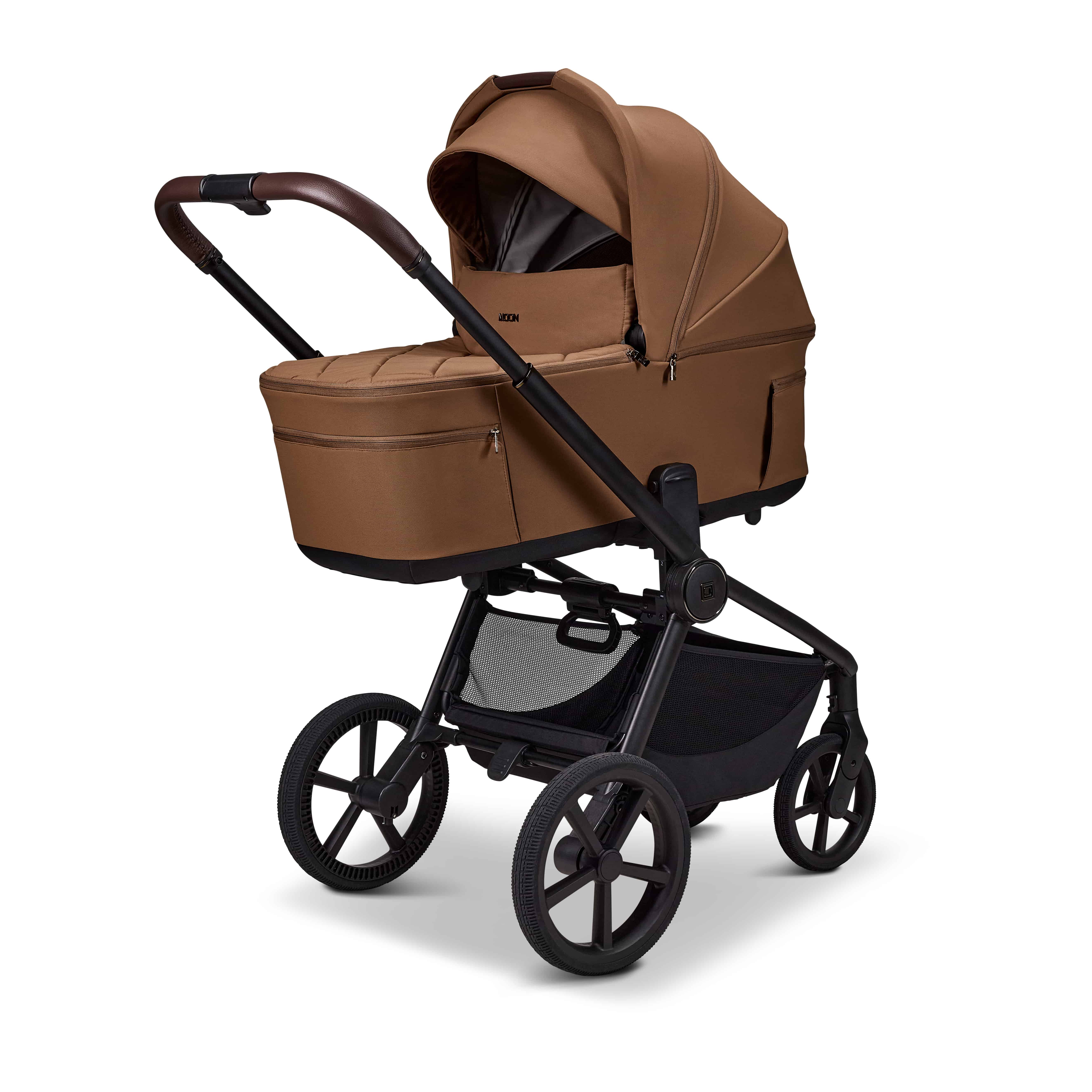 Kombi-Kinderwagen, MOON, Braun – Besonderheit: faltbar mit Babywanne auf dem Gestell