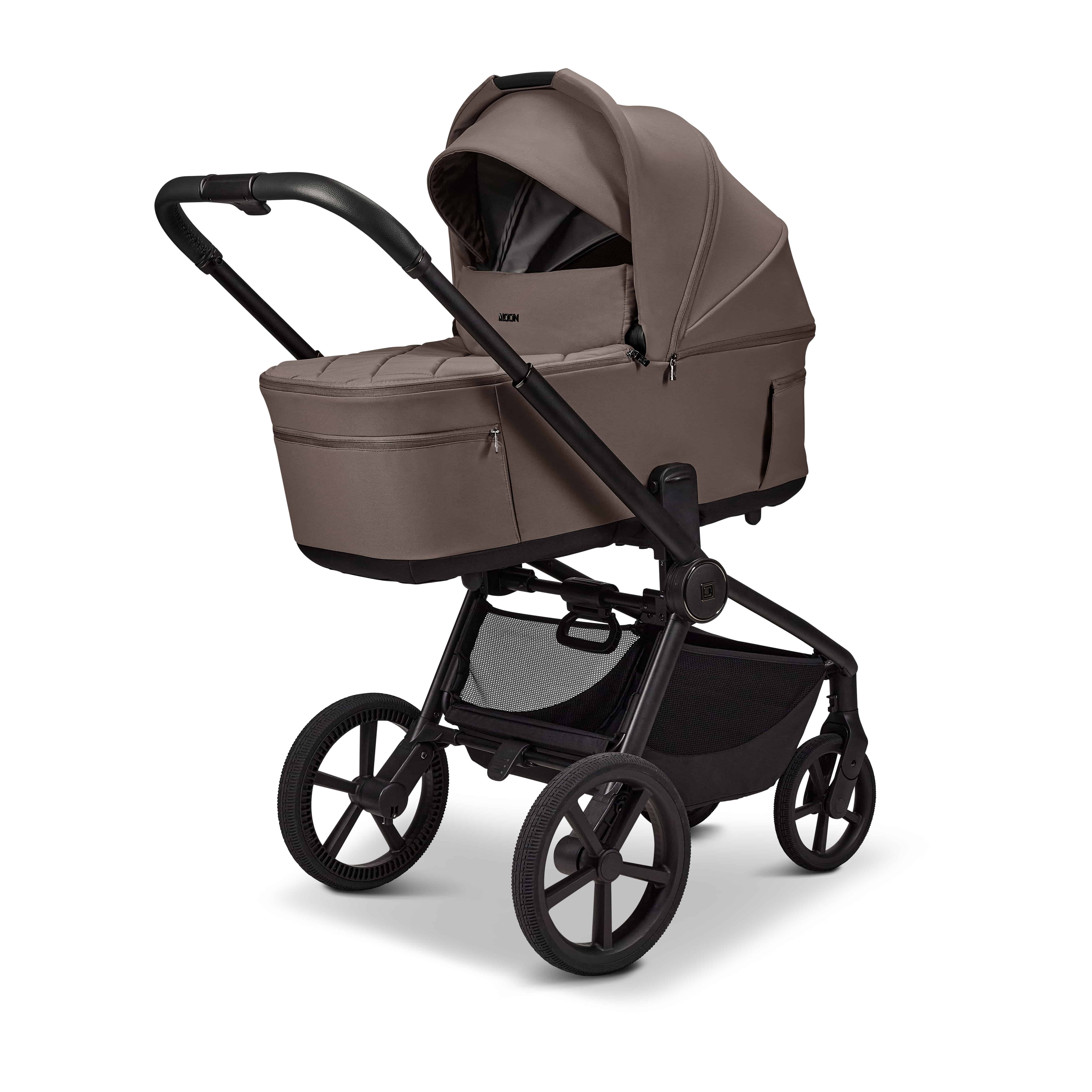Kombi-Kinderwagen, MOON, Beige – Besonderheit: faltbar mit Babywanne auf dem Gestell