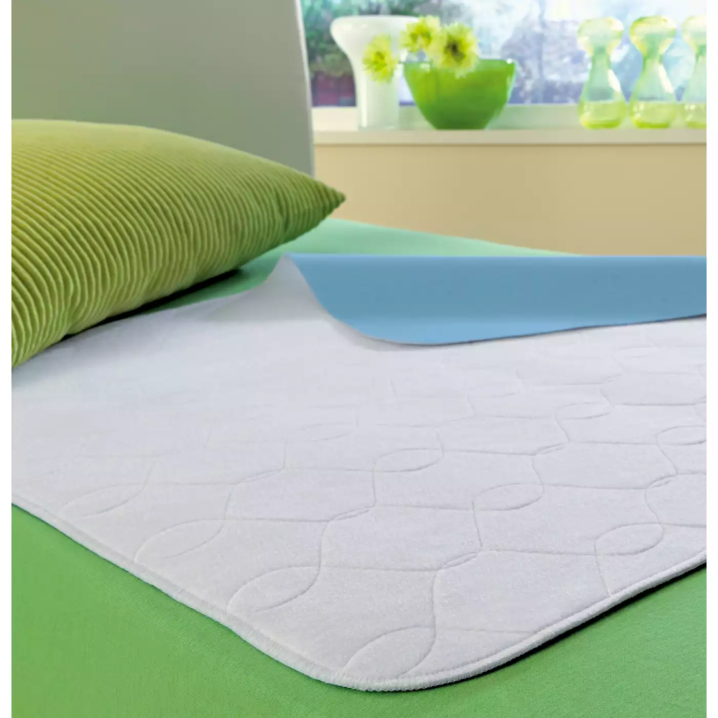 Inkontinenzauflage PURE + 75x90cm IBENA Weiß Blau 2000576787907 1
