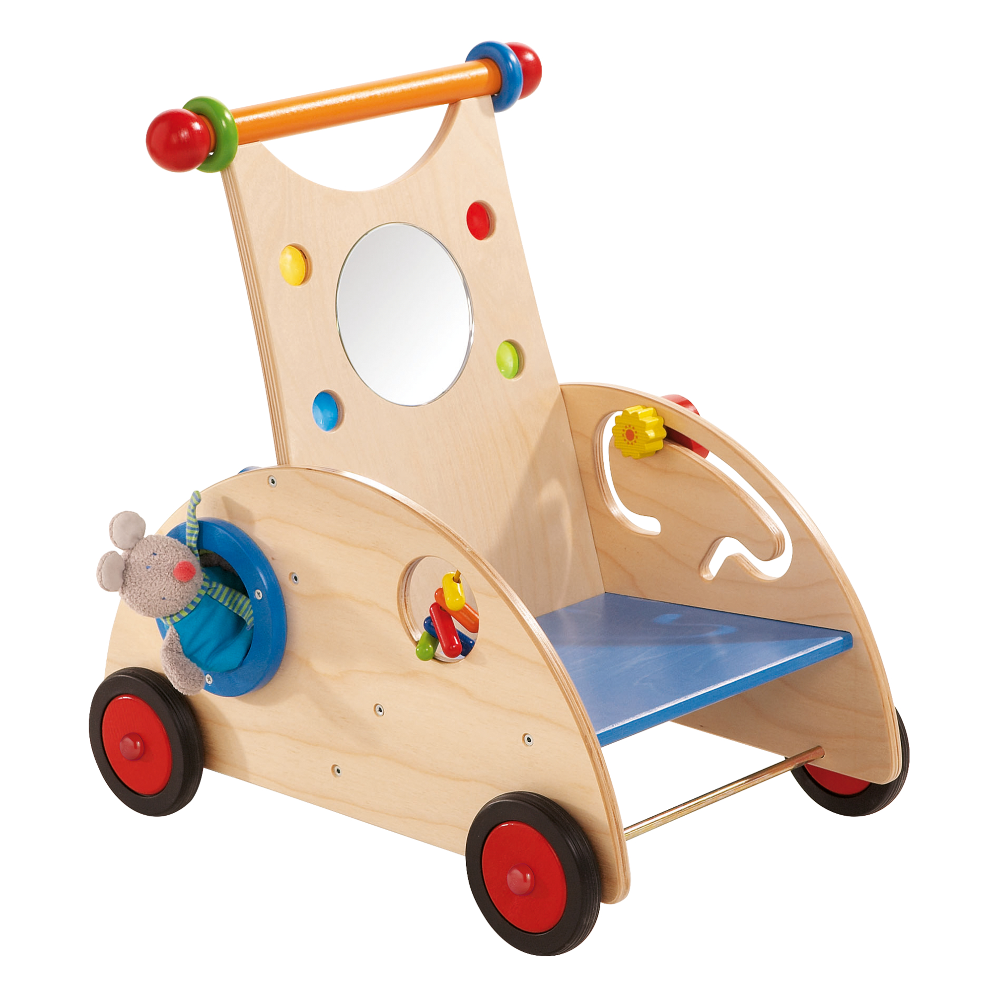 babywagen spielzeug HABA Lauflern-Entdeckerwagen mit Stoffmaus | in Beige | BabyOne