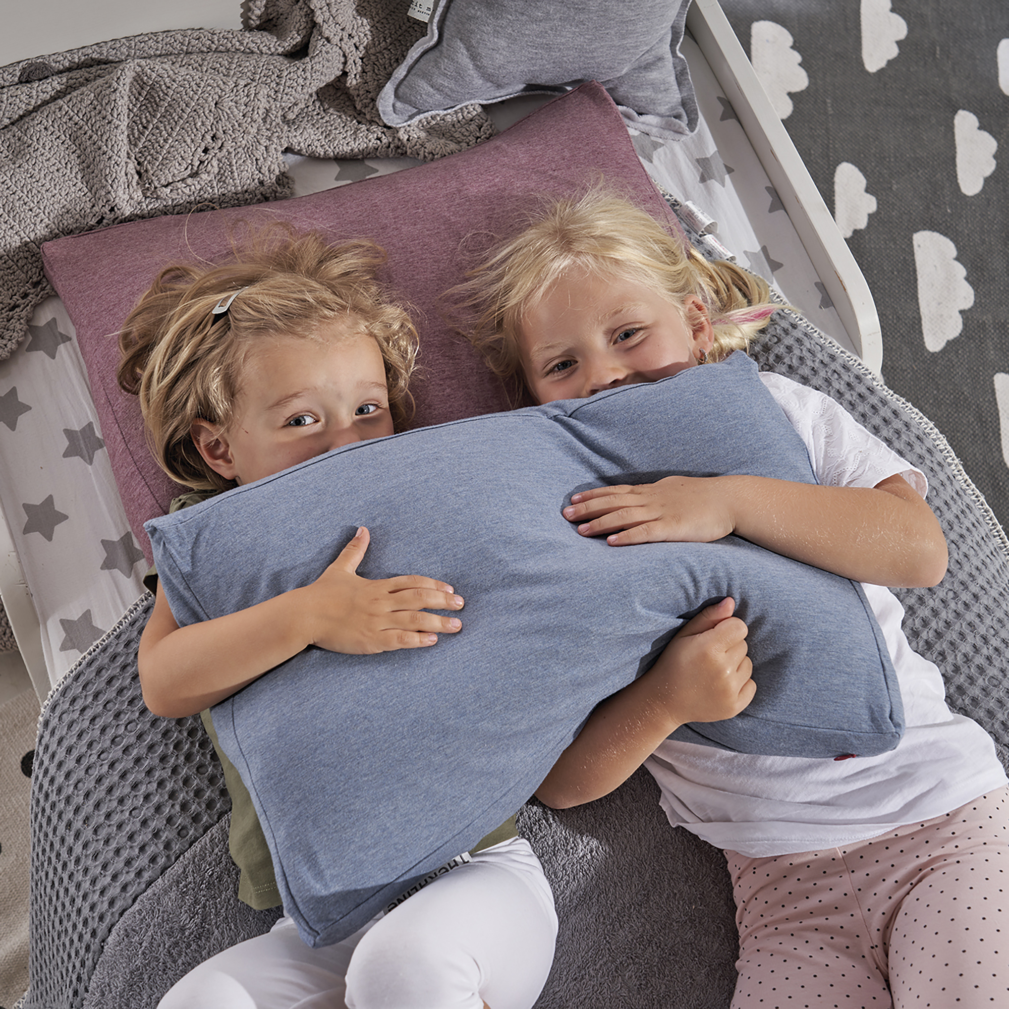 THERALINE Kinderkopfkissen Melange Blau-Grau | in Blau