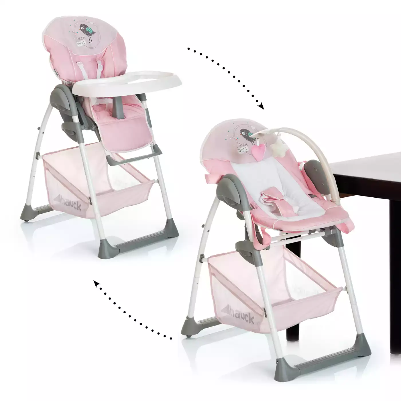 hauck Hochstuhl Sit'n Relax Birdie grey | Pink | BabyOne |  Winterschlussverkauf 2024