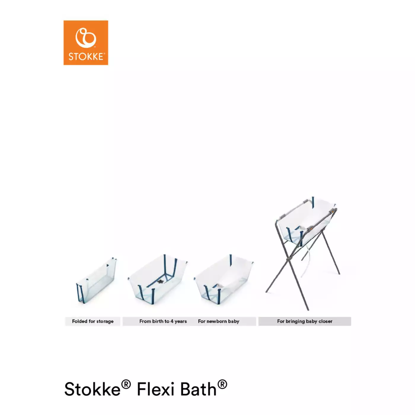 Flexi Bath® Bundle inkl. Newborn Support Transparent Blue STOKKE Transparent Weiß 2000576825302 4